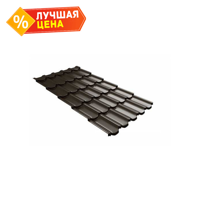 Металлочерепица Grand Line Kvinta plus (Квинта Плюс) 0,45 Drap RR 32 Темно-коричневый | c 3D резом