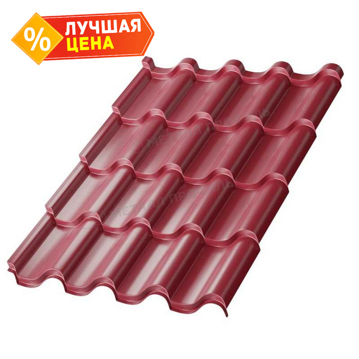 Металлочерепица Металл-Профиль Монтерроса-XL 0,5 NormanMP RAL 3020 Красный насыщенный