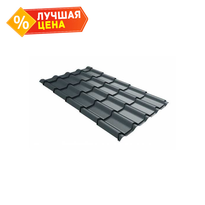 Металлочерепица Grand Line Kamea (Камея) 0,5 Satin RAL 7016 Антрацитово-серый