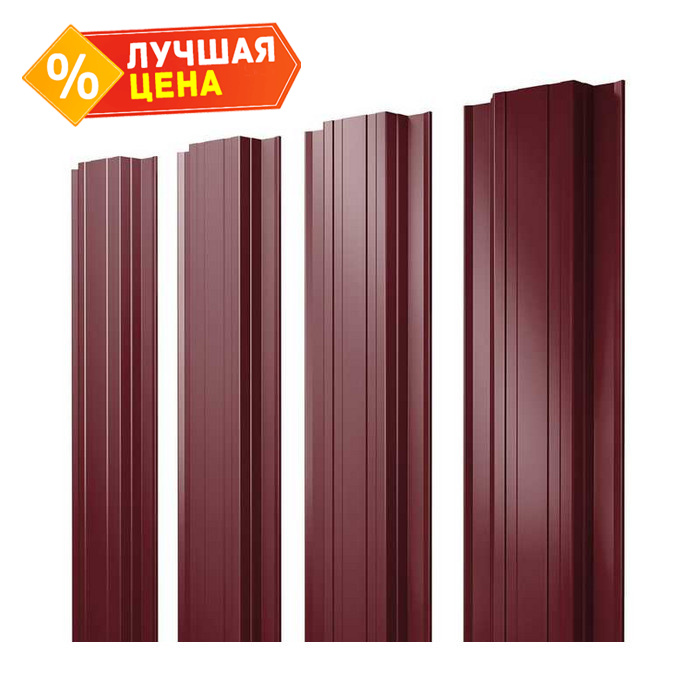 Штакетник Прямоугольный Grand Line 0,5 PurLite Matt RAL3005 Красное Вино
