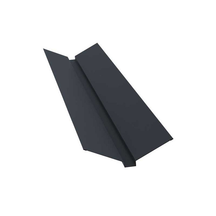 Планка ендовы верхней 115х30х115 0,5 GreenCoat Pural BT с пленкой RR 23 темно-серый (RAL 7024 мокрый асфальт) - фото №1