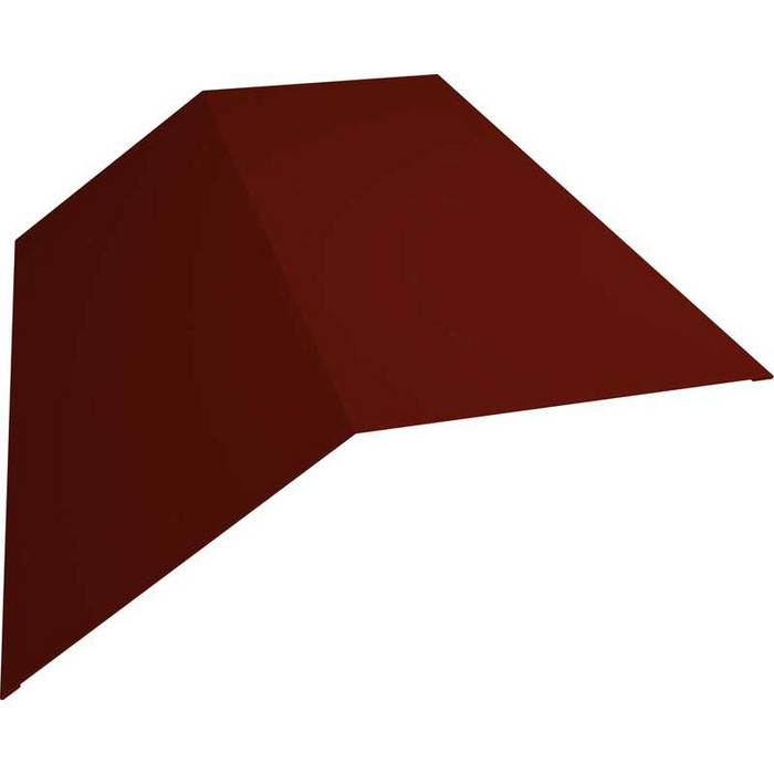 Планка конька плоского 190х190 0,5 GreenCoat Pural BT с пленкой RR 29 красный (RAL 3009 оксидно-красный) - фото №1