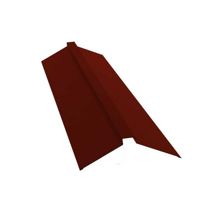 Планка конька плоского 150х40х150 0,5 GreenCoat Pural BT с пленкой RR 29 красный (RAL 3009 оксидно-красный) - фото №1