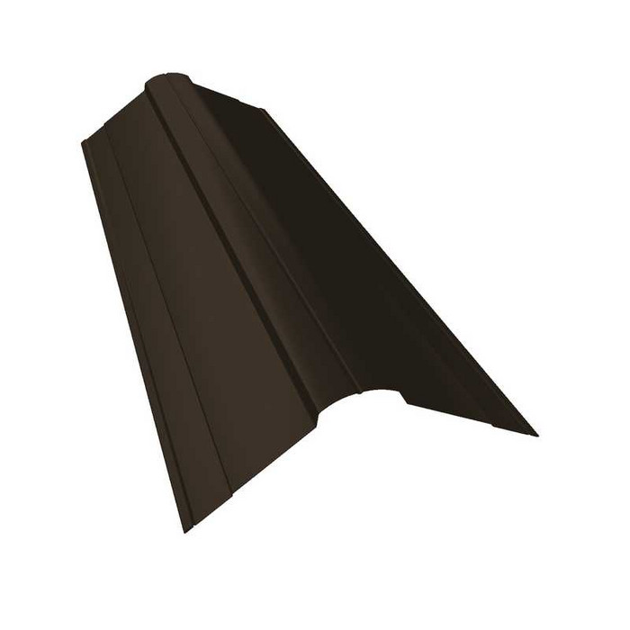 Планка конька фигурного 100x100 0,5 GreenСoat Pural RR 32 темно-коричневый (RAL 8019 серо-коричневый) - фото №1