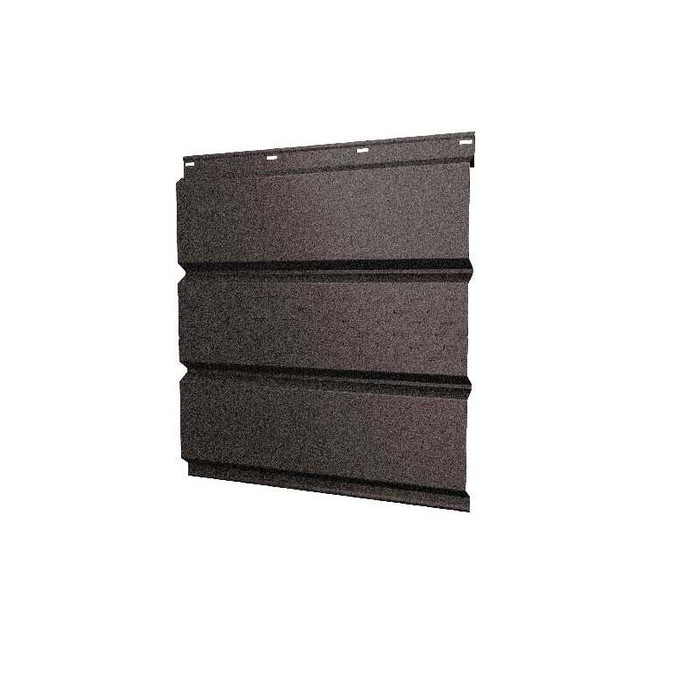 Софит металлический центральная перфорация 0,5 GreenCoat Pural BT, matt с пленкой RR 32 темно-коричневый (RAL8019 серо-коричневый) - фото №1