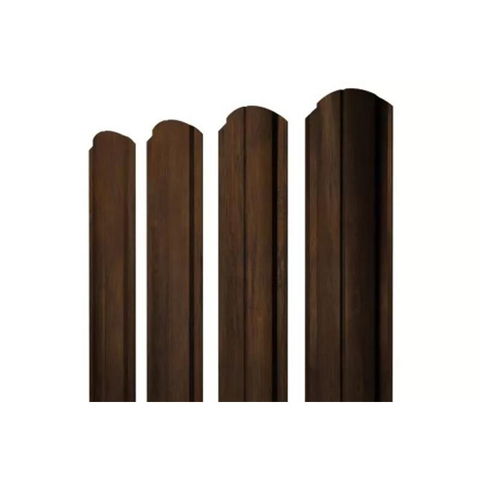 Штакетник Полукруглый Slim фигурный Grand Line 0,45 Print Elite Chestnut Wood Chestnut Wood - фото №1